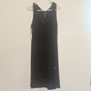 Connected Apparel Glittery Black Midi Dress